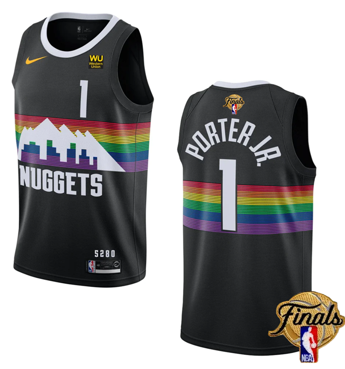 Men's Denver Nuggets #1 Michael Porter Jr. Black 2023 Finals City Edition Stitched Basketball Jersey